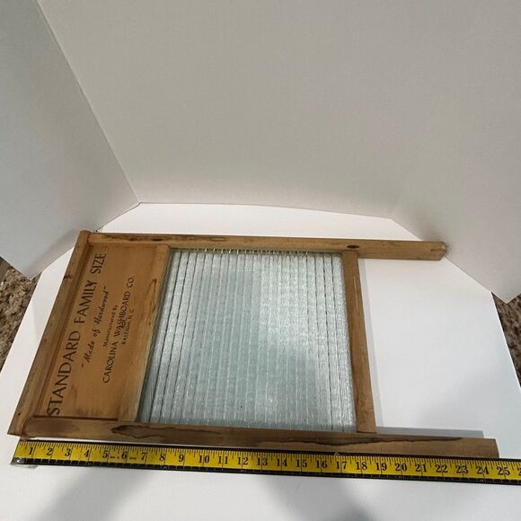 Vintage Two in One Washboard with Glass Rubbing Surface Standard Family Size - Picture 6 of 12